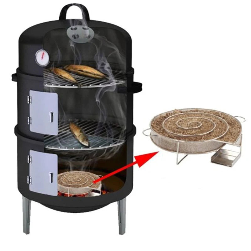 8.07'' Stainless Steel BBQ Grill Accessories Round Smoker Apple Small Wood Chips Barbecue Cold Smoke Generator Bacon Meat Tools