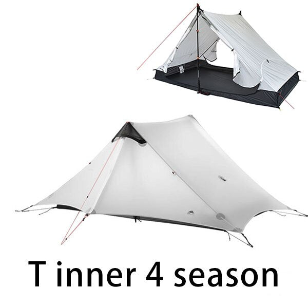 2023 T Zipper Inner Open Version LanShan 2 Two Person No-See-Um Light Weight 3 Seasons/4 Seasons 15D Silnylon Rodless Tent