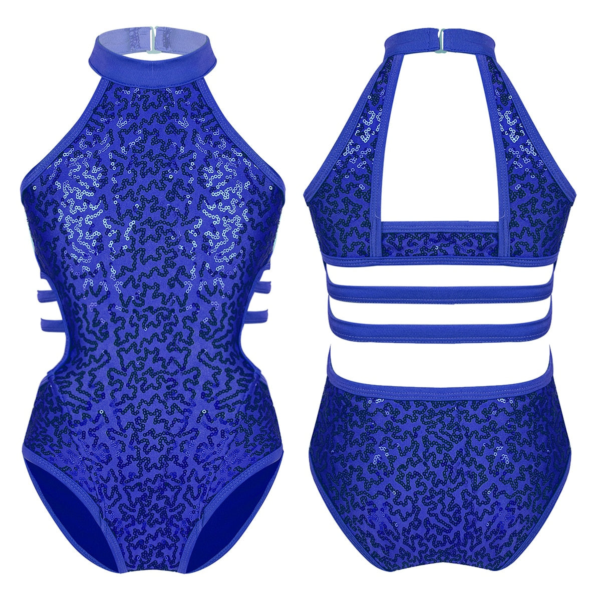 Kids Girls Gymnastics Leotards Child Sparkly Sequins Dancewear Sleeveless
