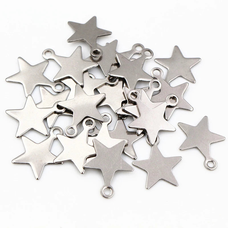 30pc/Lot 316 Stainless Steel Five-Pointed Star Cute Necklace Pendant Charms Small Cat Dolphin Fish Charms for DIY Jewelry Making