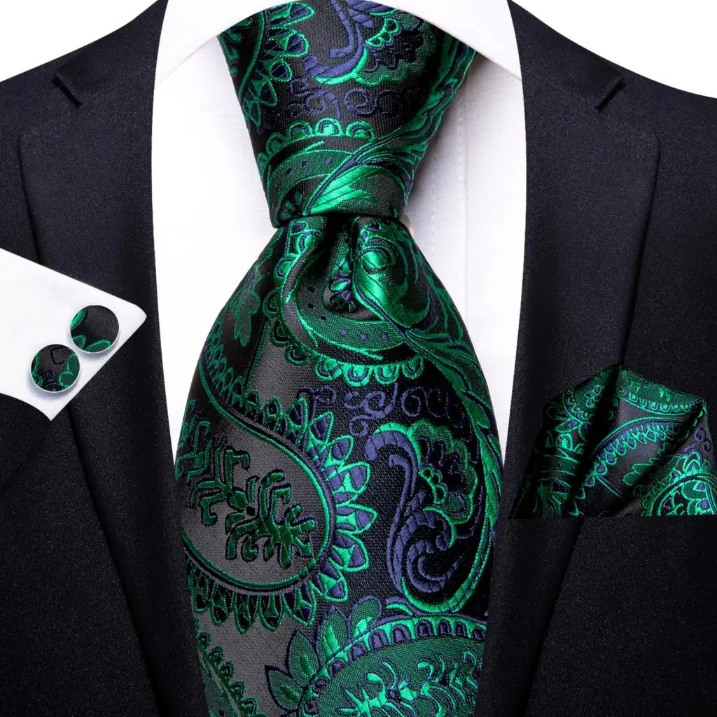 Business Tie for Men Silk Blue Tie Dots Necktie Set Plaid Cufflinks for Wedding Business Tie 150cm Hi-Tie SN-3529