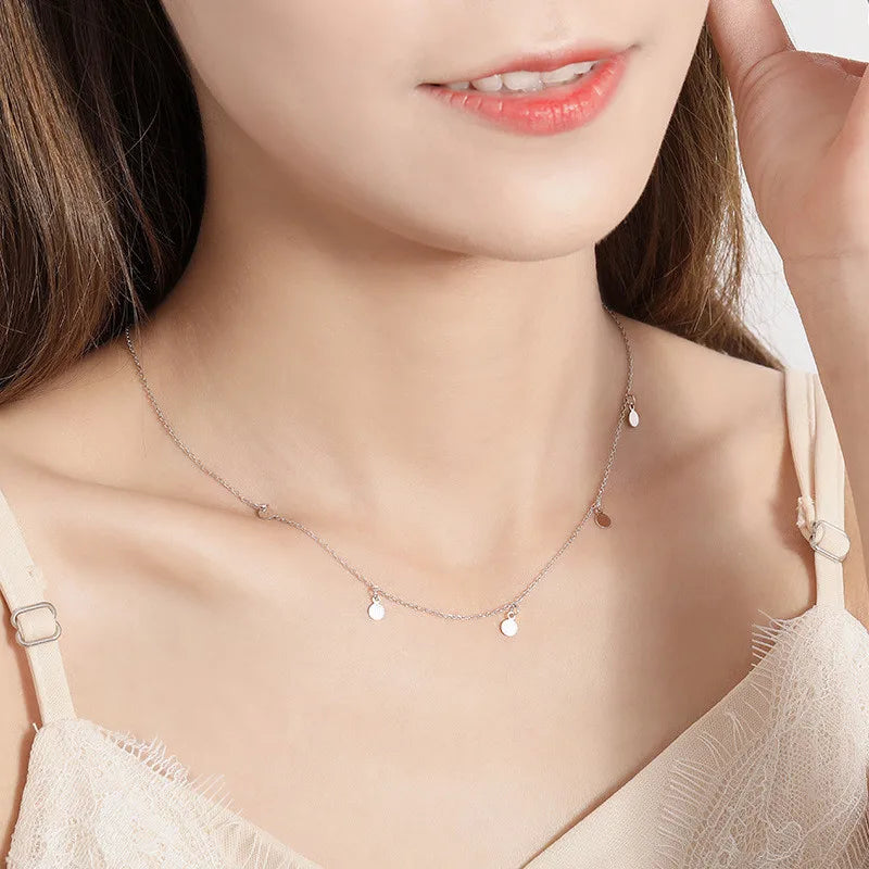 INZATT Real 925 Sterling Silver Geometric Round Choker Necklace for Fashion Women Minimalist Fine Jewelry Cute Accessories 2019