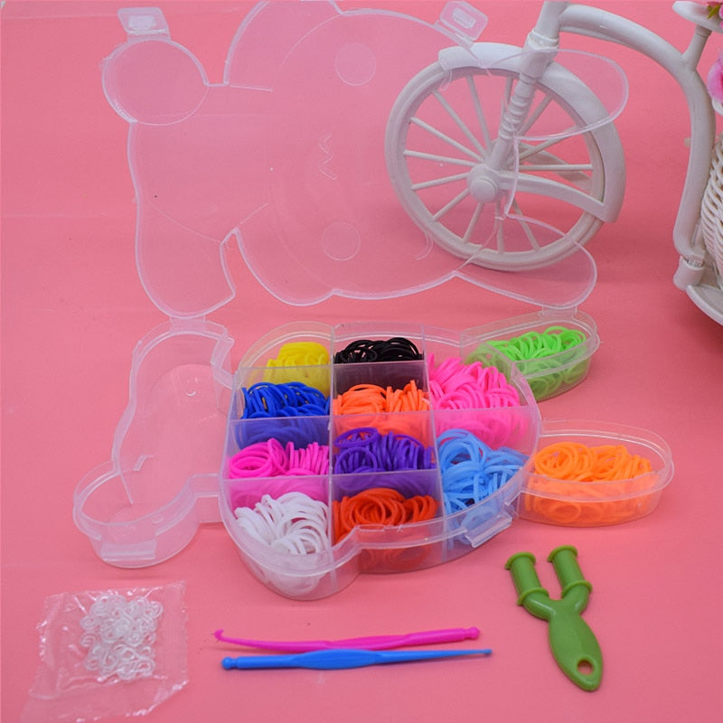Loom Bands Toys for Children Lacing Toy Elastic Rubber Band for Weaving Bracelets Rabbit Diy Set Needlework Fine Motor Skills