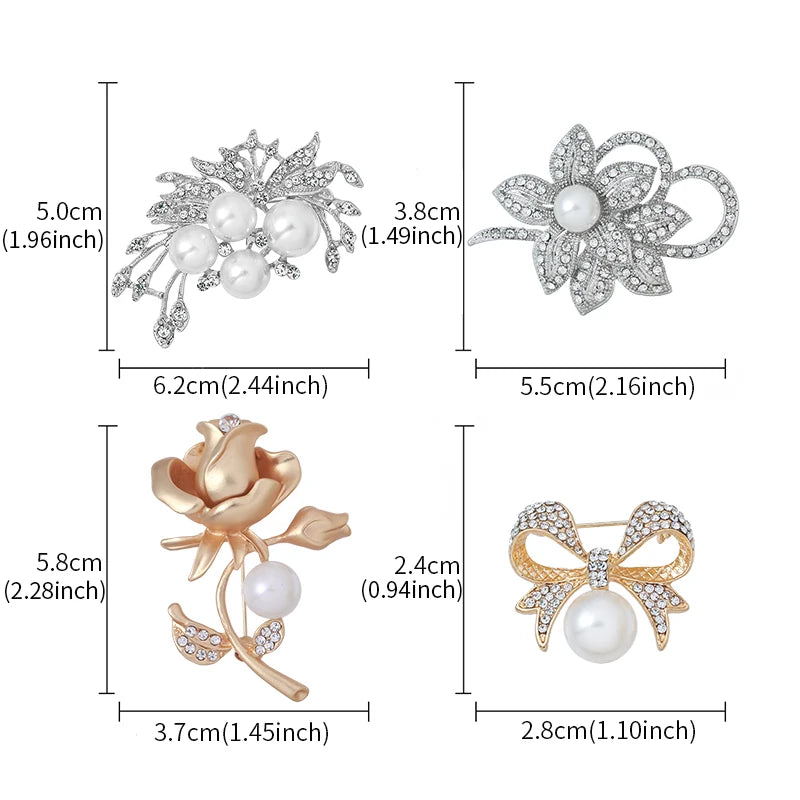 Factory Directly Crystal Diamante and Imitation Pearls Flower Jewelry Brooch Pins DIY Wedding Bouquets Брошь Декор