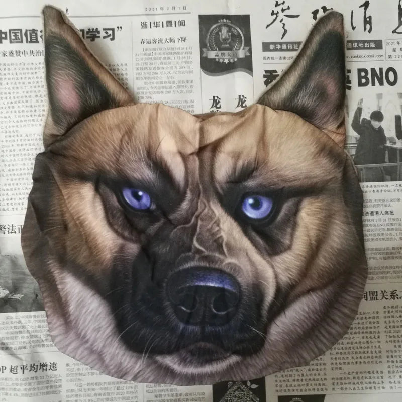 Creative 3D Printed Cat Dog Pets Face Car Headrest Car Neck Support Supplies Neck Safety Cushion Case Without Filling