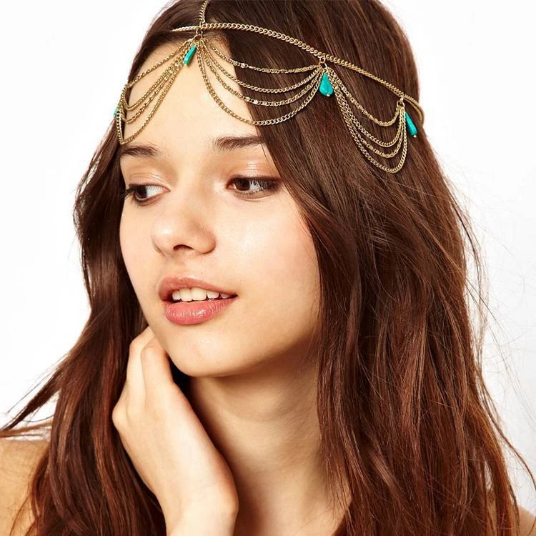 Boho Draping Crystal Bride Hair Accesories New Fashion Elegant Head Chain Hair Jewelry Wedding Hairstyles Headpiece
