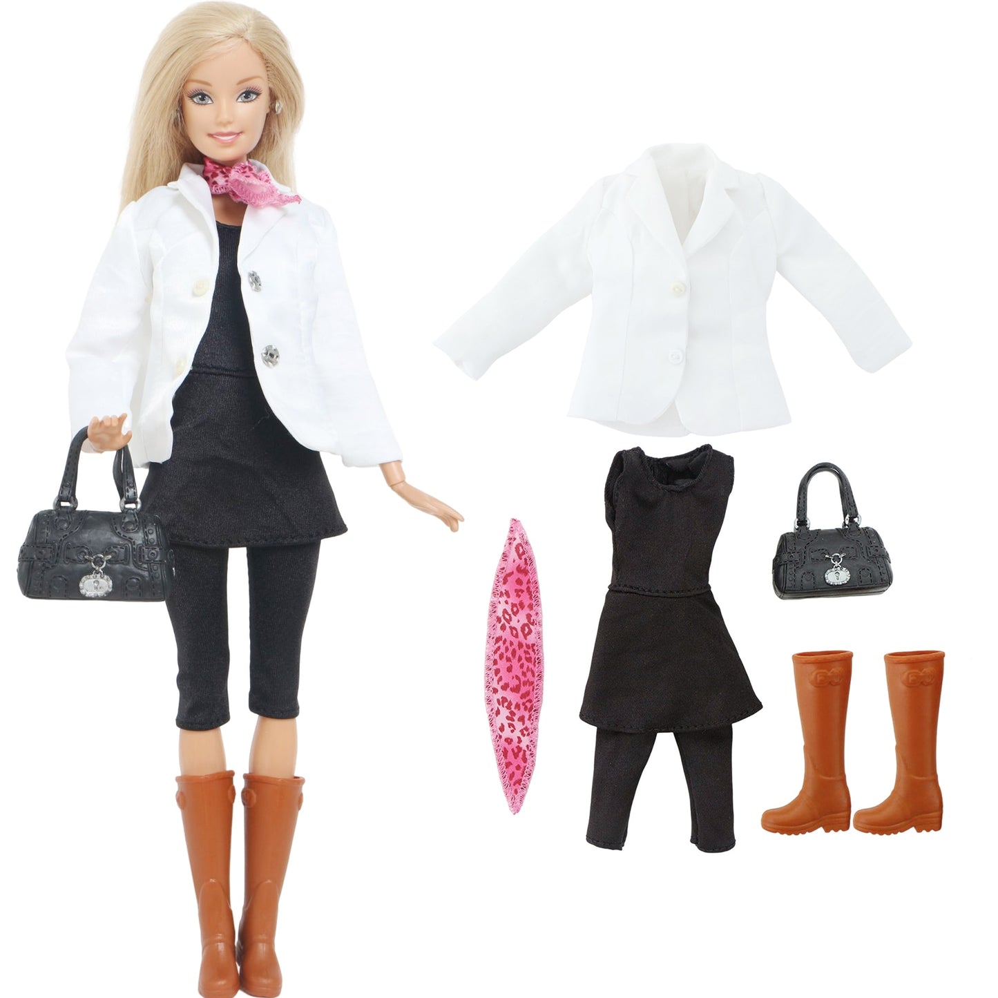 Lot Doll Outfit Playset Coat Dress Shirts Vest Shorts Trouser Blousers Bags Shoes Hat Cool Clothes for Barbie Doll Accessories