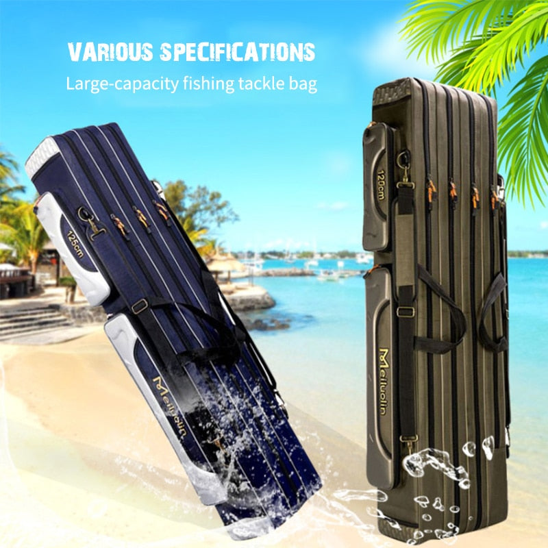 80cm 110cm 120cm Thick Oxford Fishing Bags Foldable Fishing Rod Fishing Pole Tools Storage Bag Large Capacity Pesca Bag XA114G