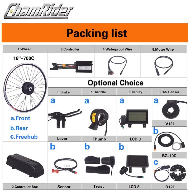 BAFANG 36V 350W 48V 500W Ebike Electric Bike Conversion Kit SWX02 8fun Brand Without Battery LCD Display RM G020.350/500.d DC