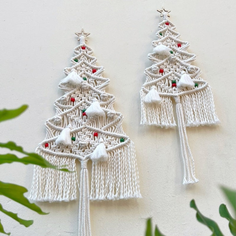 Macrame Christmas Tree White Pine Tree Christmas Wall Hanging Boho Christmas Decor Farmhouse Xmas Decor Unique Christmas