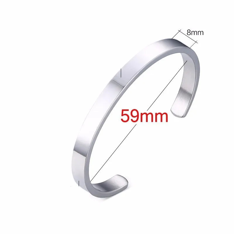 Solid Golden Flat 6mm 8mm Cuff Bangles for Men Bracelet Brackelts Brazalet Bileklik Braslet