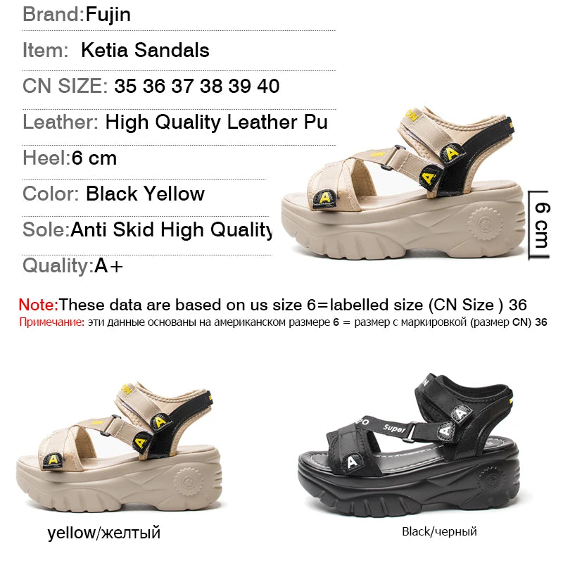 Fujin 6cm Women Sports Shoes Summer Platform Sandals Women Summer Shoes Slides Casual SandalsSandalia Mujer Chunky Slippers