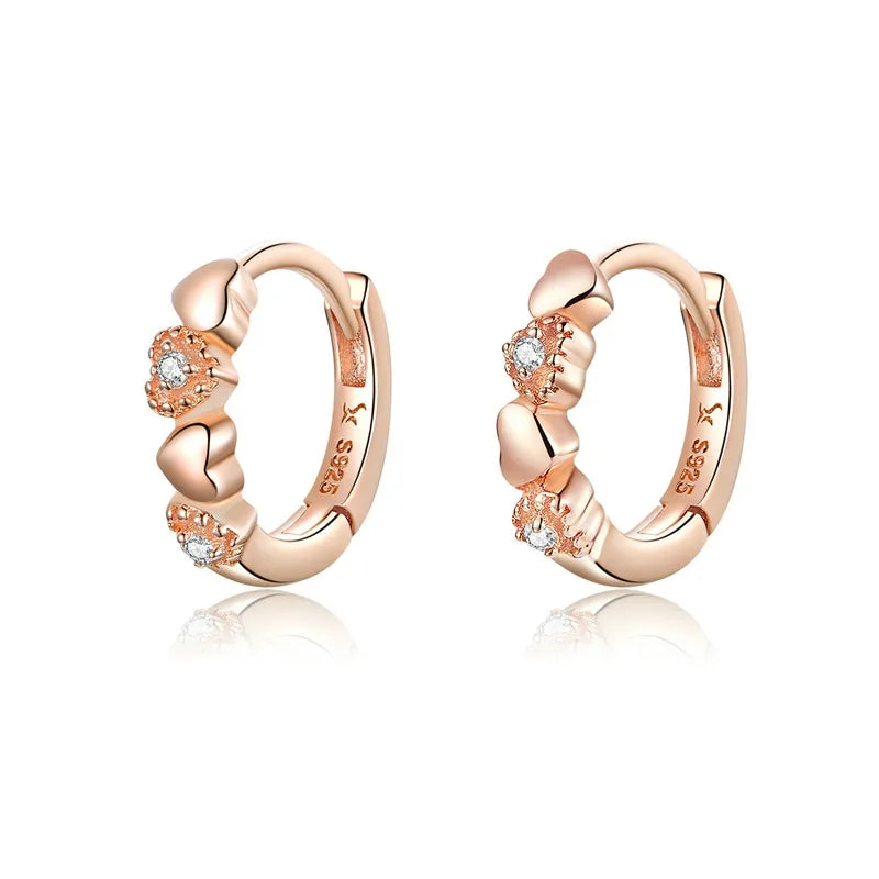 BAMOER 925 Sterling Silver Heart to Heart Hoop Earrings Silver for Women Sterling Silver Jewelry Valentine's Day