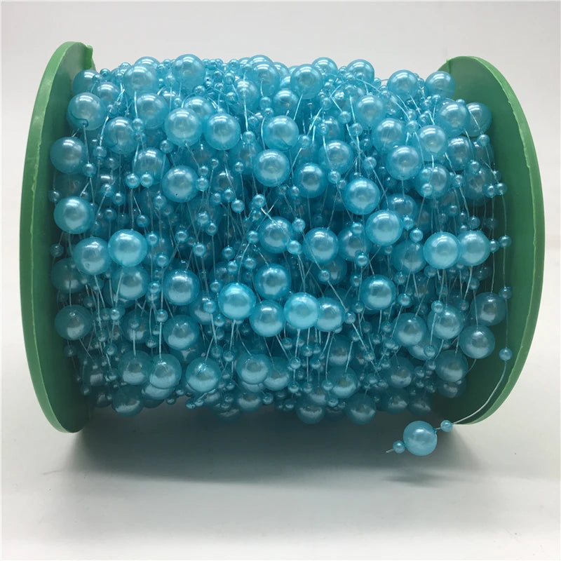 5yards Fishing Line Artificial Pearls Beads Chain Garland Flowers Wedding Christmas Decoration Brides Headgear 3mm 8mm Beads