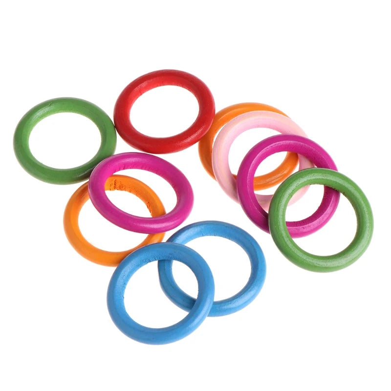 10 Pcs/Set Natural Wooden Ring Home Decoration Pet Parrot Bird Parakeet Toys Bit