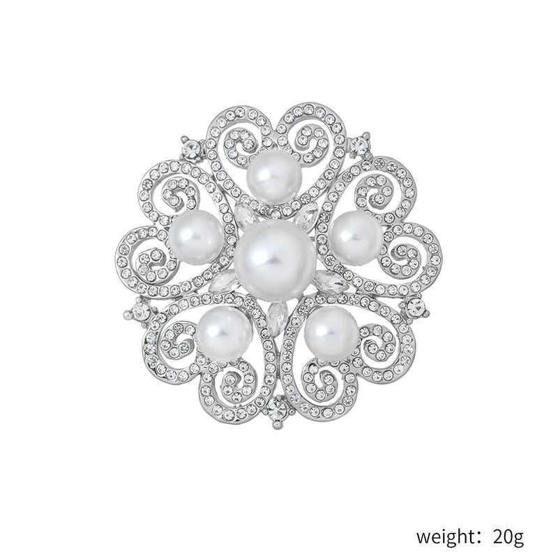 Factory Directly Crystal Diamante and Imitation Pearls Flower Jewelry Brooch Pins DIY Wedding Bouquets Брошь Декор