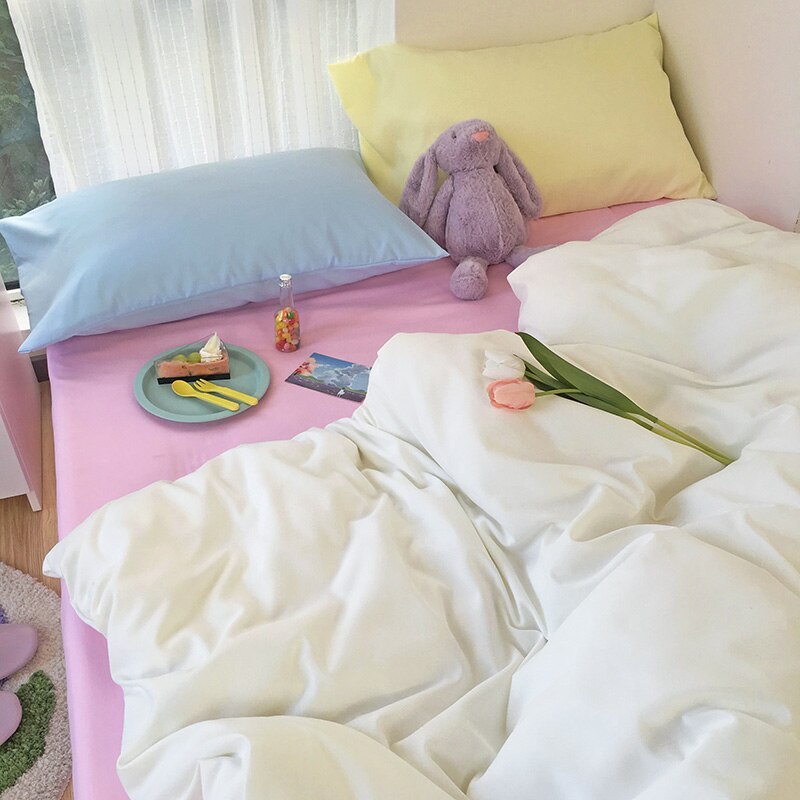 Bedding Set Bed Sheet Set Duvet Cover Set King Size Queen Size Comforter Sets Luxury Bedroom Anime Cute Pink