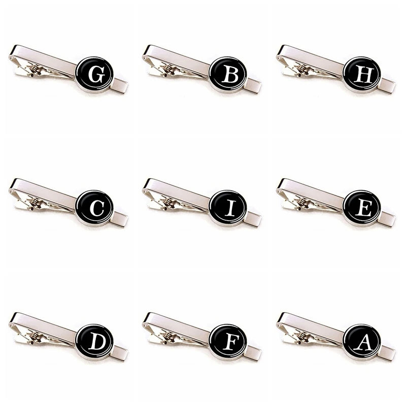 Men 26 Alphabet Letters Tie Clips Personality Name Letters Jewelry Men Necktie Clip Pin Suit Accessories