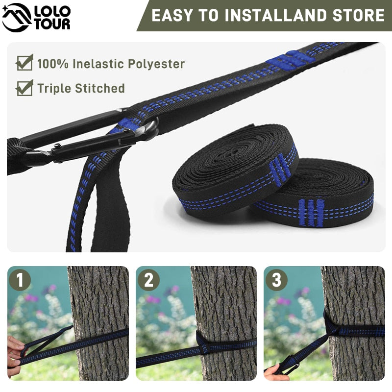 260x140cm Camping Hammock With Mosquito Net Double Travel Hanging Sleeping Bed Swing With Tree Straps for Travel Survival Garden