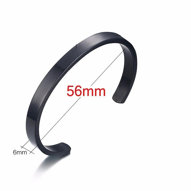 Solid Golden Flat 6mm 8mm Cuff Bangles for Men Bracelet Brackelts Brazalet Bileklik Braslet