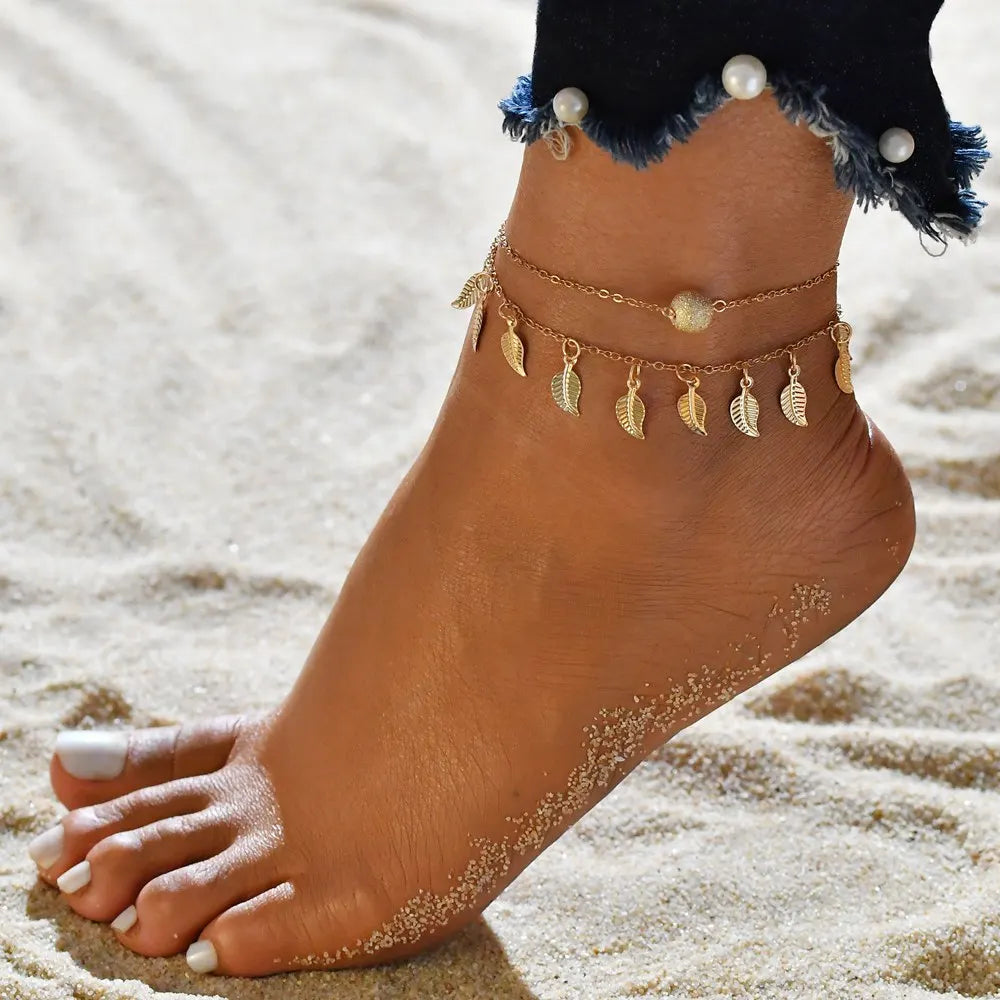 Modyle Vintage Beach Foot Anklet for Women Bohemian Female Anklets Summer Bracelet on the Leg Jewelry