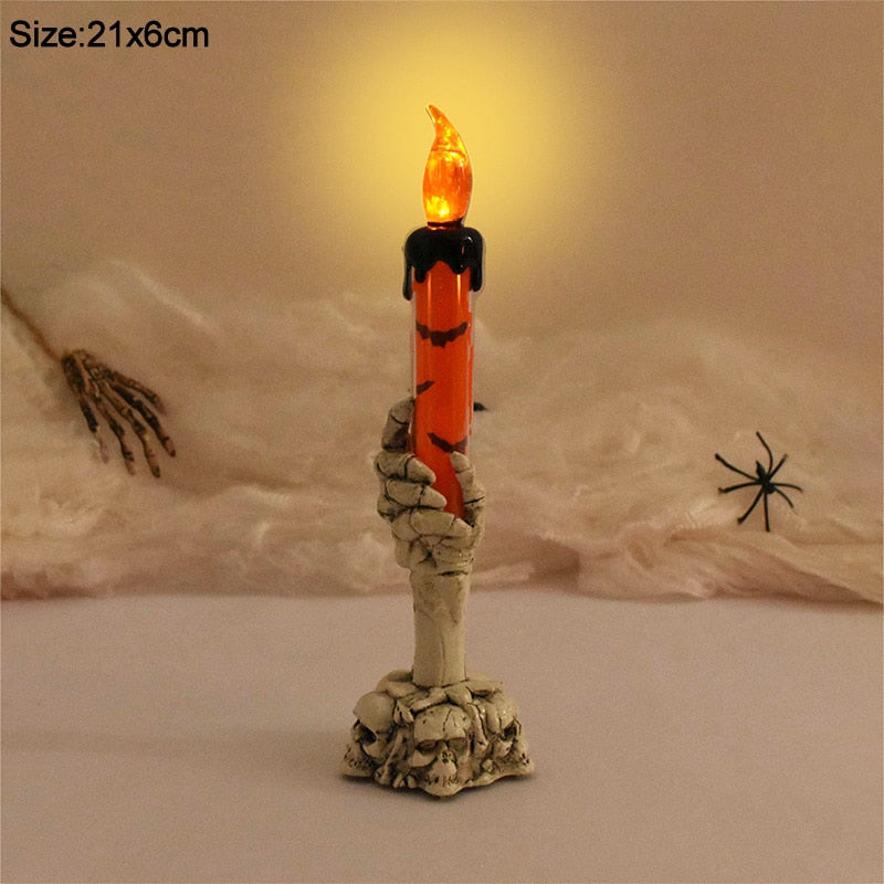 Halloween Led Candle Light Skeleton Ghost Hand Light Horror Props Halloween Party Decoration Supplies Kids Toy