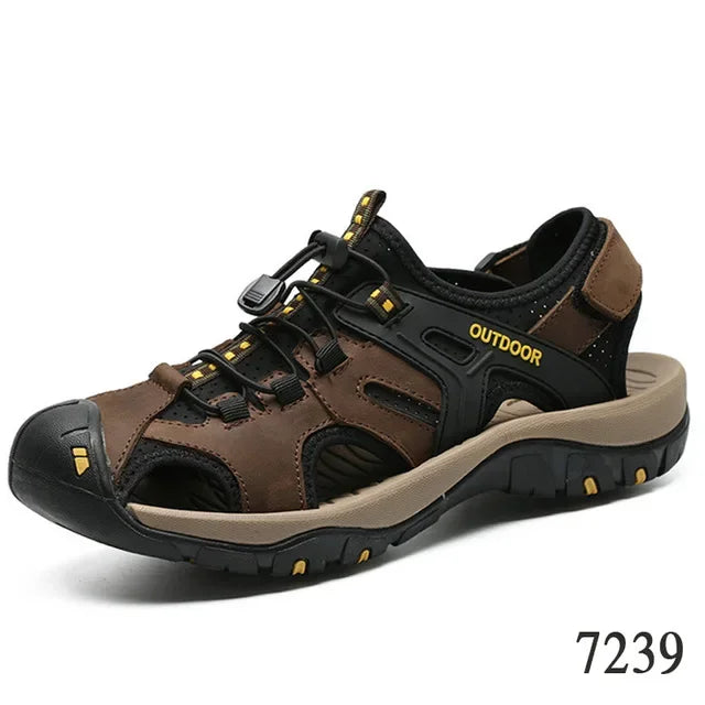 Summer Men's Sandals Leather Men Shoes Men Breathable Design Outdoor Men Leather Sandals Fashion Walking Roman Sneakers