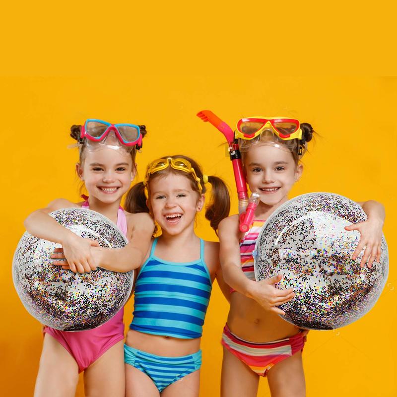 60cm Inflatable Glitter Confetti Beach Ball Pool Toys Balls for Kids Adult Outdoor Summer Water Fun Toys Volleyball Football
