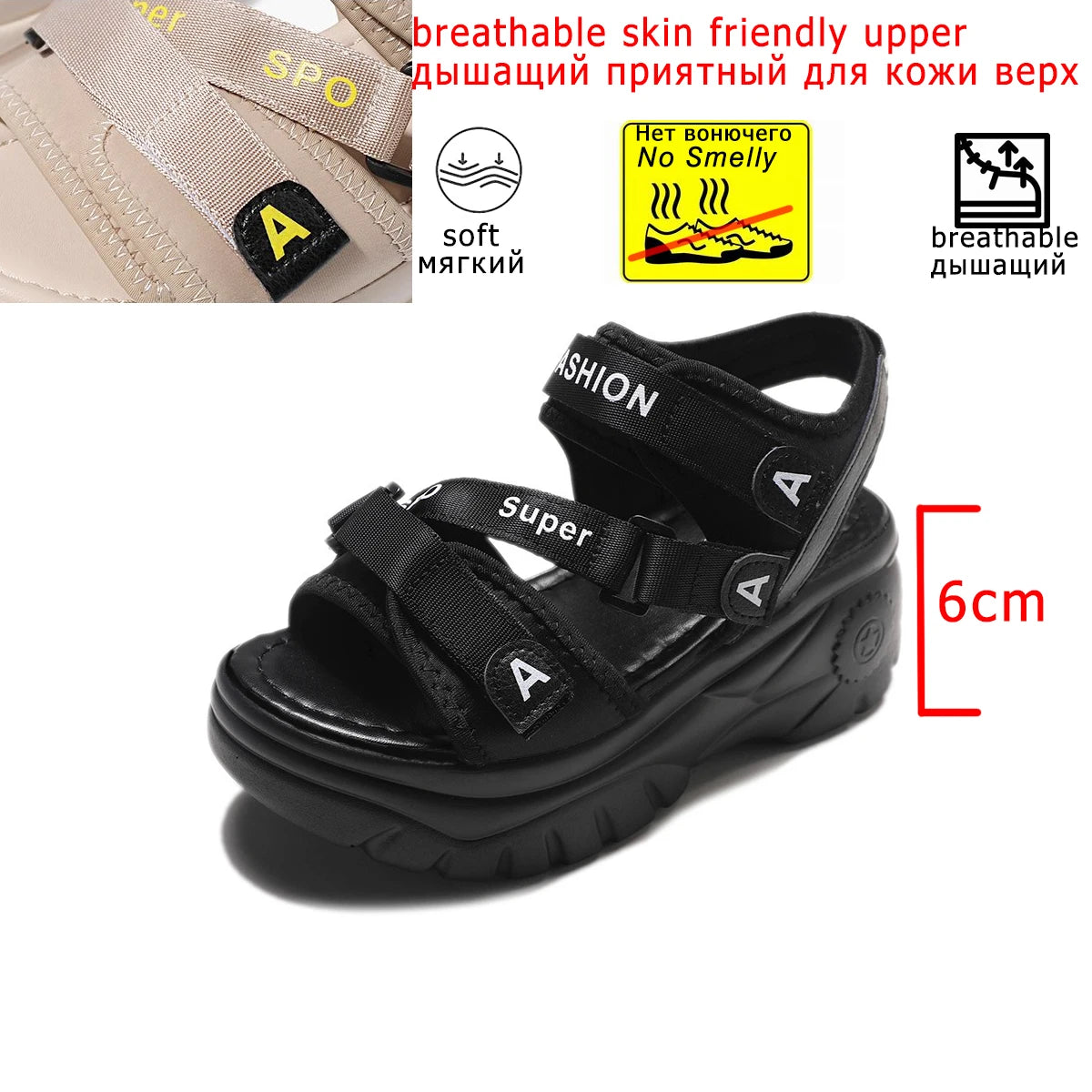 Fujin 6cm Women Sports Shoes Summer Platform Sandals Women Summer Shoes Slides Casual SandalsSandalia Mujer Chunky Slippers