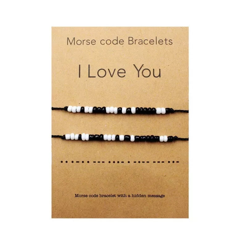 I Love You Morse Code Bracelet Couples Matching Bracelets for Him or Her, Boyfriend and Girlfriend, Mother and Daughter