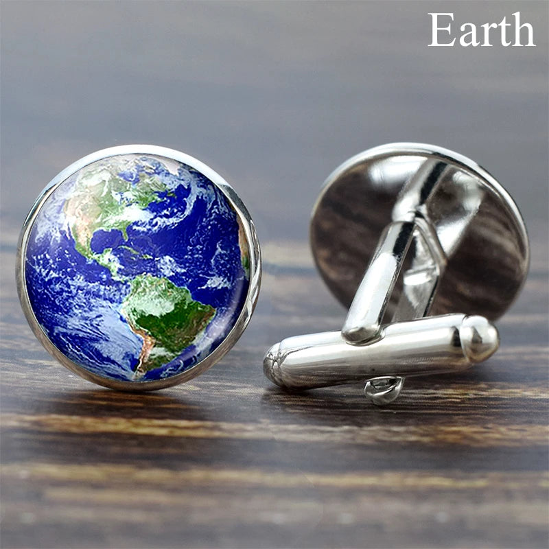 Moon Solar System Planet Cufflinks Best Man Cufflinks Men Wedding Cufflinks Universe Galaxy Nebula Suit Shirt Cuff Links