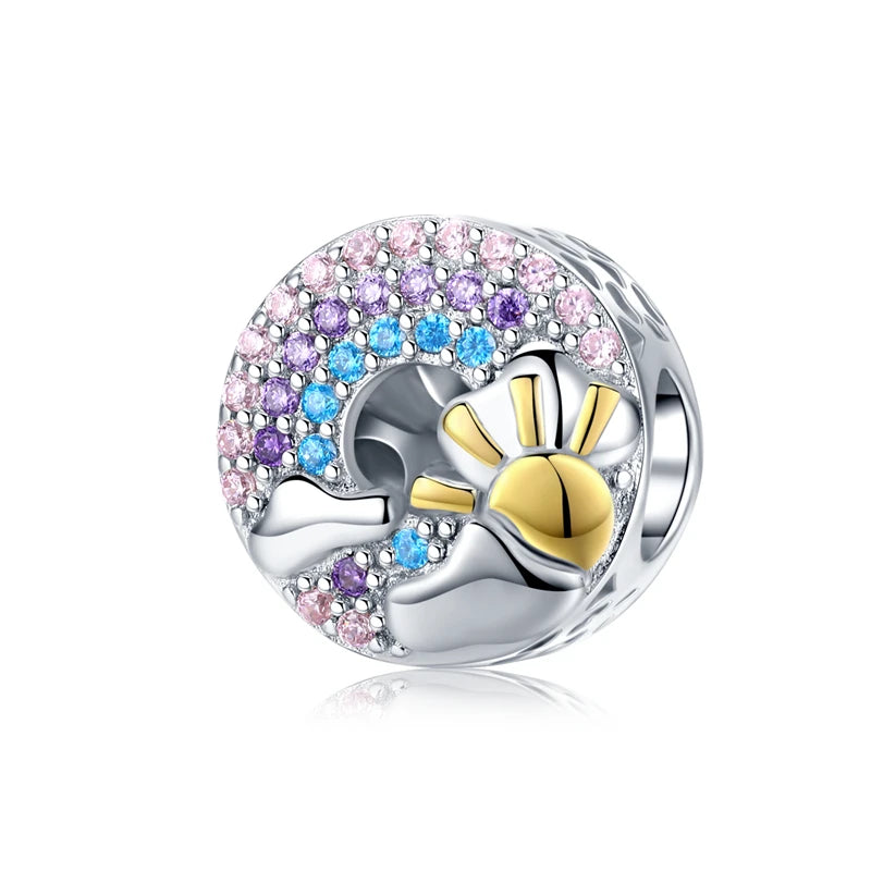 BISAER 925 Sterling Silver Couple Girl Boy Pendant Charm Pineapple Strawberry Dessert Beads for Women Bracelet DIY Fine Jewelry
