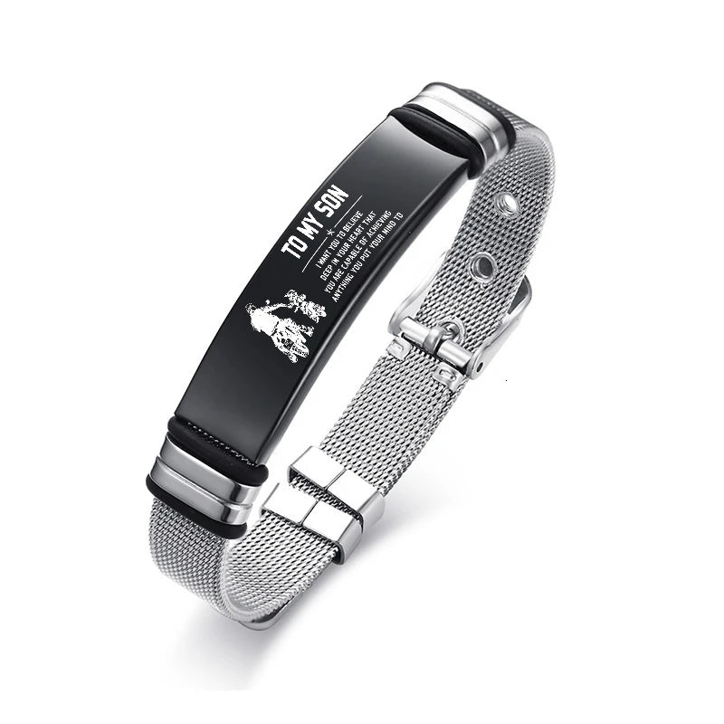 Meaeguet Personalized Bangle Men's Slide Mesh Bracelet Customized Name Wristband Stainless Steel Male Bileklik Pulseira