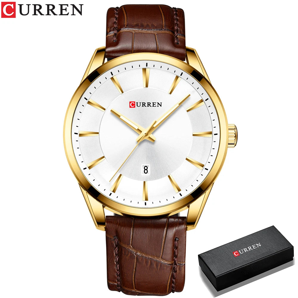 CURREN Quartz Watches for Men Leather Strap Male Wristwatches Top Luxury Brand Business Men's Clock 45 Mm Reloj Hombres
