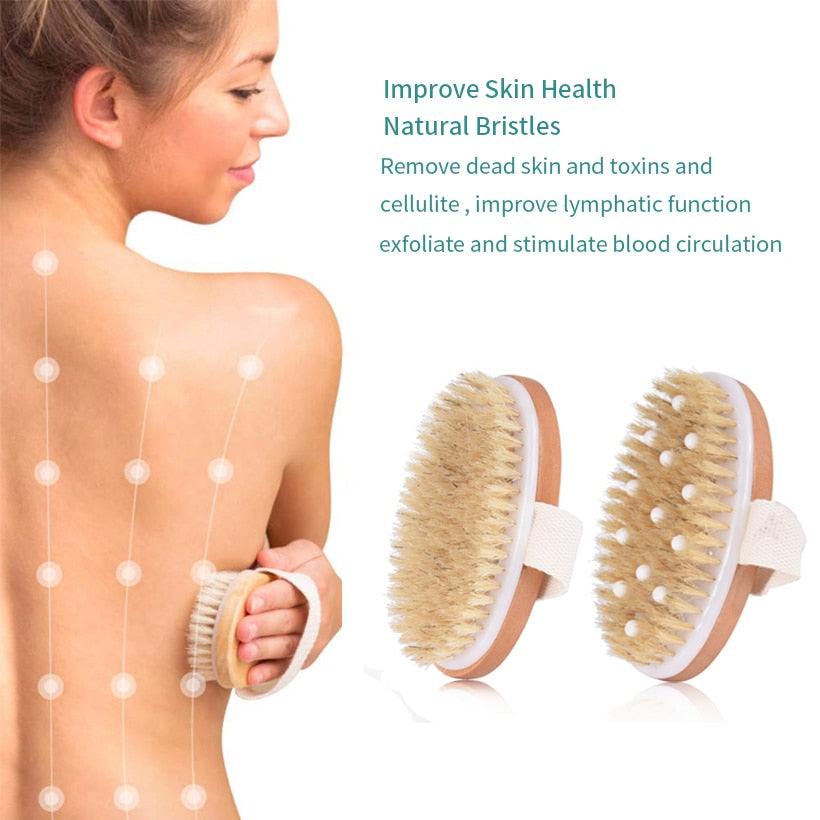 TREESMILE Natural Bristle Bath Brush SPA Woman Man Skin Care Dry Body Brush D40