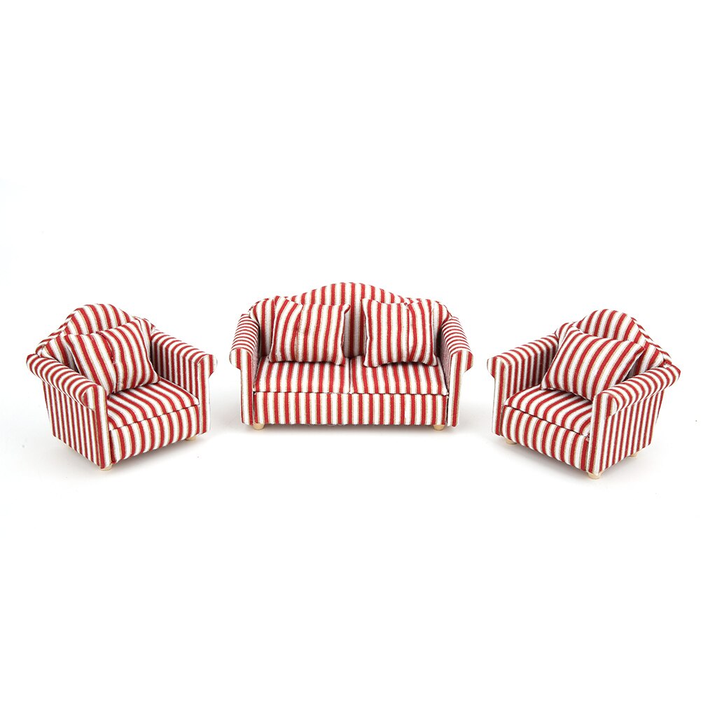 1/12 Miniature Sofa Simulation Dollhouse Sofa Living Room Furniture Children Doll House DIY Pretend Play Role Toys
