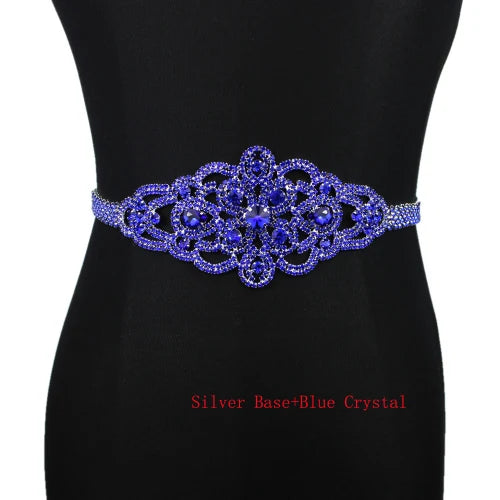 Handmade Silver Bridal Belt Rhinestone Waistband Applique for Evening Prom Dresses Wedding Decoration White Beige Sash Ribbon