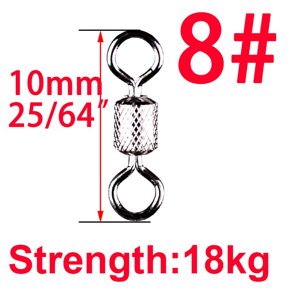 50pcs/Box Stainless Steel Fishing Connector Barrel Swivel Rolling Ball Sinker Tool Tackle Goods for Fly Fishing Hook Lure