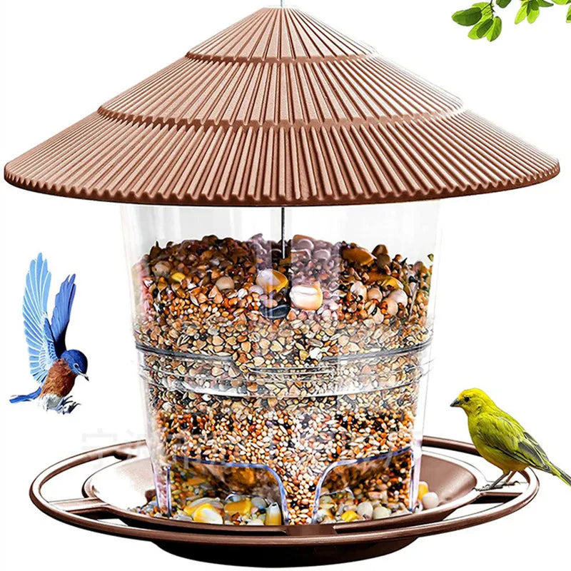Waterproof Garden Gazebo Hanging Wild Bird Feeder Outdoor Container With Hang Rope Pet Birds Feeding House Type Bird Feeder