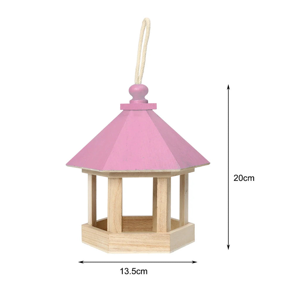 Garden Window Hanging Bird Feeder House Wooden Birdhouse Parrot Cage Bird Seeds Food Feeder Ornaments Yard Decor Outdoor