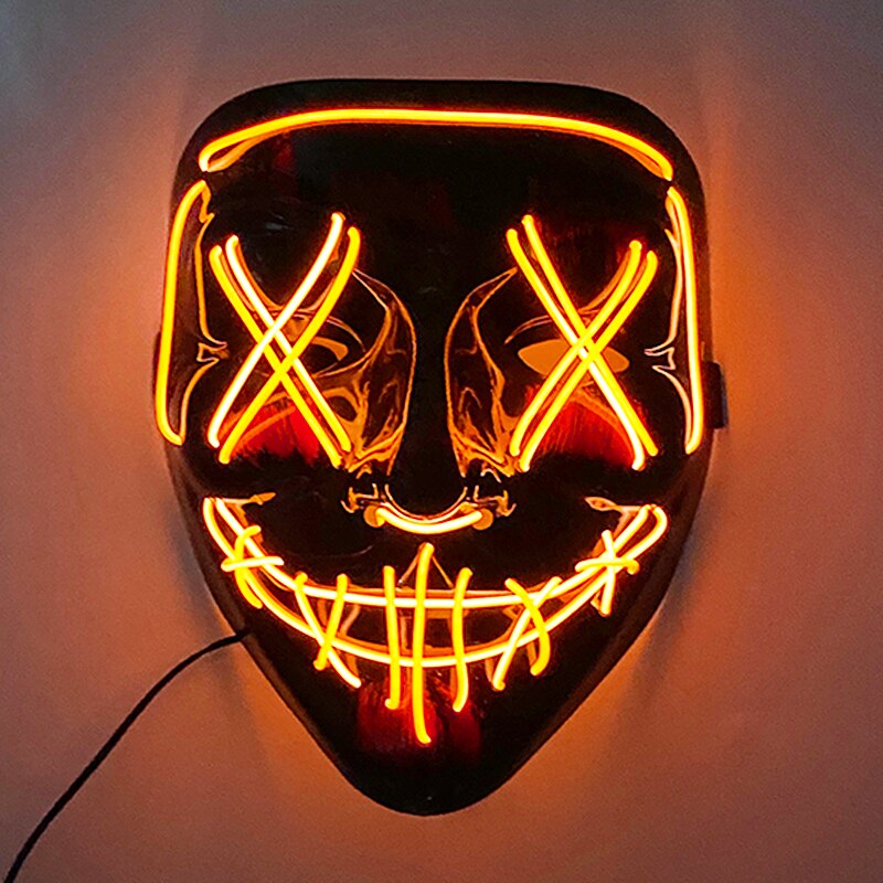 Neon Light LED Mask LED Halloween Scary Mask Cosplay Party Masque Masquerade Masks Halloween Costume Carnival Glow Party Props