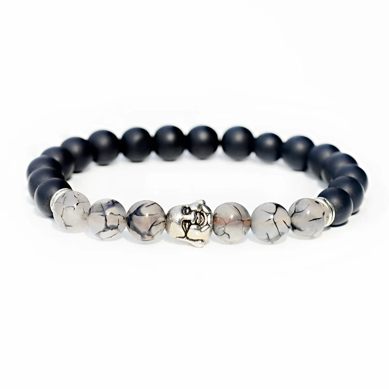 Buddhism Yoga Balance Bracelet Men Bileklik Black Matte Natural Stone Beads Bracelet for Women Braclet Jewelry AB216