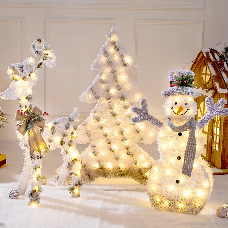 Creative Ornaments Christmas Decoration Glowing Christmas Deer Christmas Tree Ornaments Reindeer Family New Year Decoration