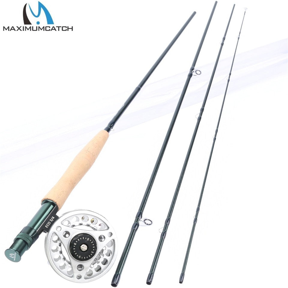 Maximumcatch Fly Rod and Reel Combo 8'4"/8'6'/9'/9'6'' 3/4/5/6/7/8wt Carbon Fishing Rod With Large Arbor Aluminum Reel