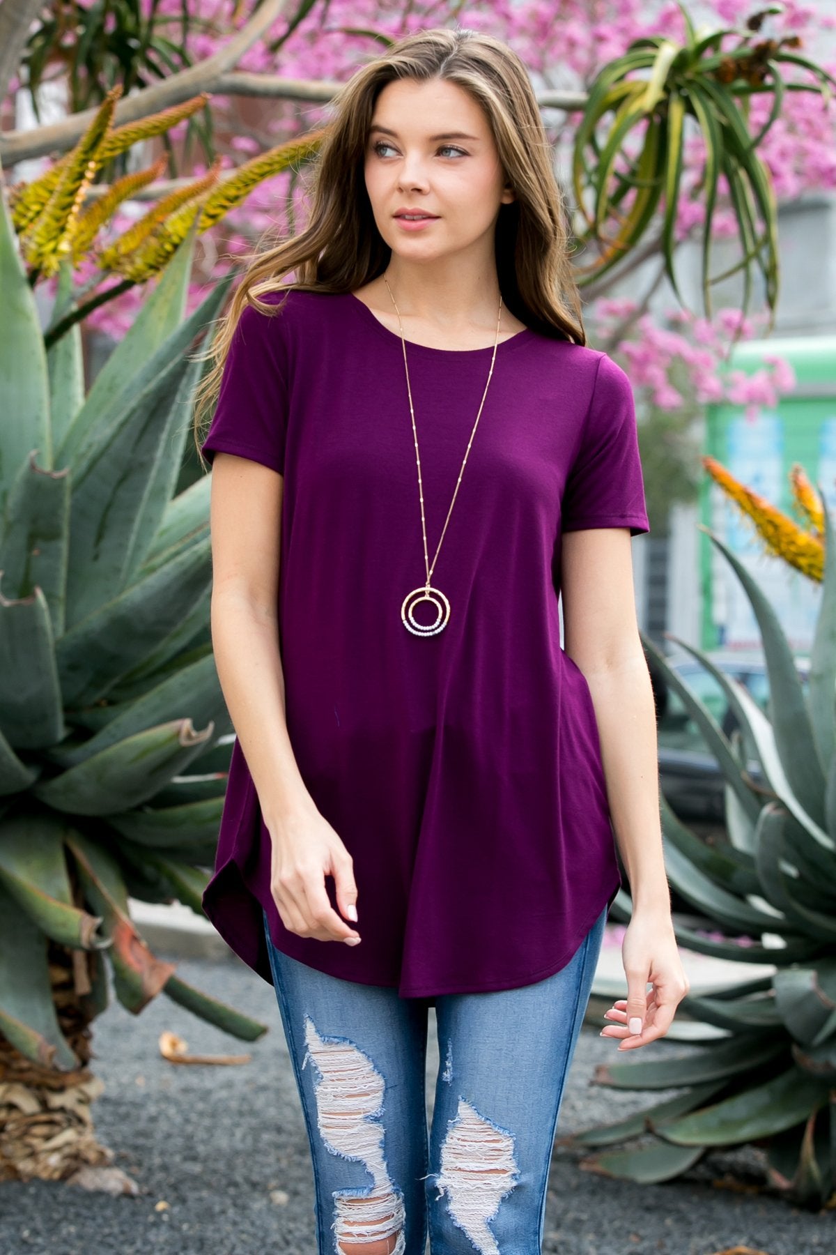 Short Sleeved Round Neck Boyfriend Tunic