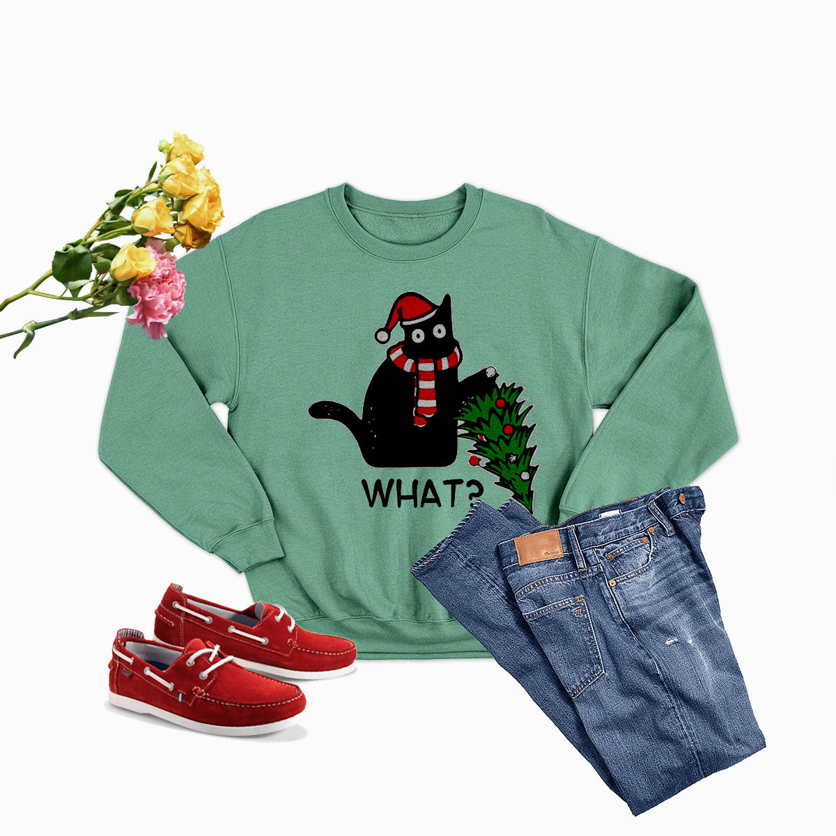What Cat Christmas Tree Sweat Shirt
