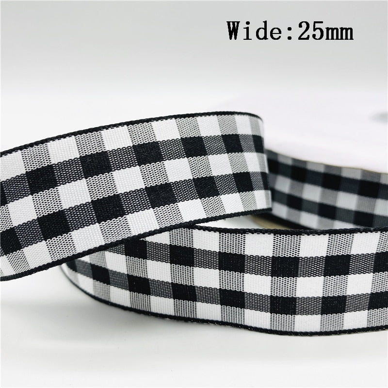 5yards/Lot 25mm Plaid Ribbon Christmas Decor Ribbon for Handmade Design Christmas Decoration DIY