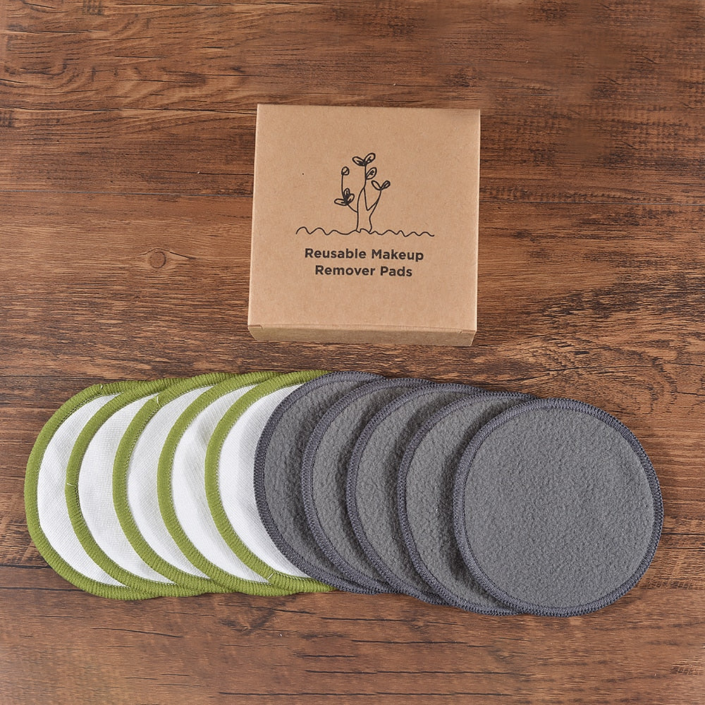 Cotton Demaquillant 10Pcs Bamboo Makeup Remover Reusable Cotton Pads Washable Rounds Clean Facial Cotton Reusable Makeup Tools
