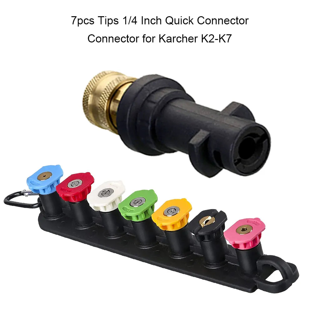 Pressure Washer Gun Adapter for Karcher K Series to 1/4'' Inch Quick Connect Fitting With Power Washer Spray Nozzle Tips
