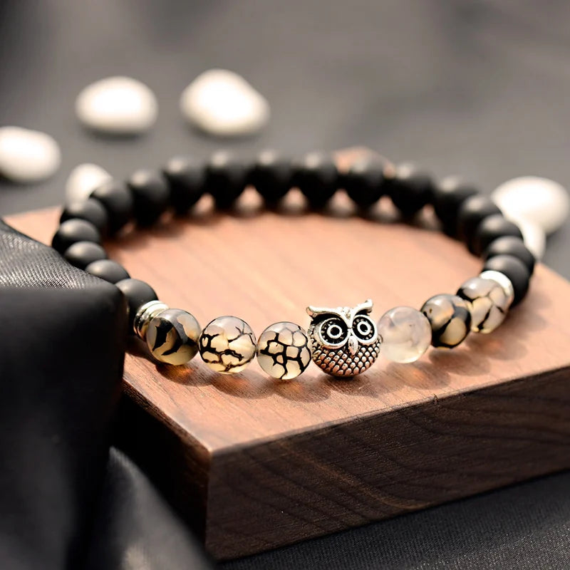 Buddhism Yoga Balance Bracelet Men Bileklik Black Matte Natural Stone Beads Bracelet for Women Braclet Jewelry AB216